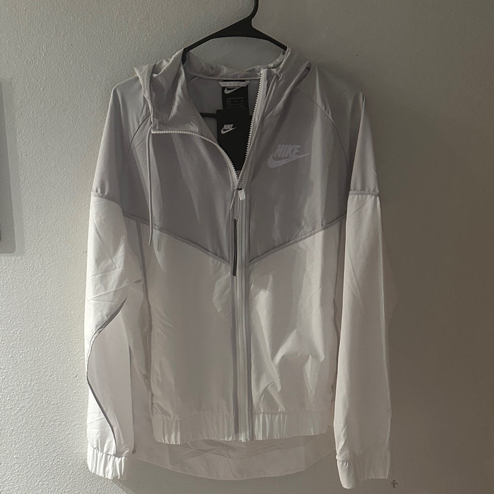 Nike White and Gray Hooded Jacket